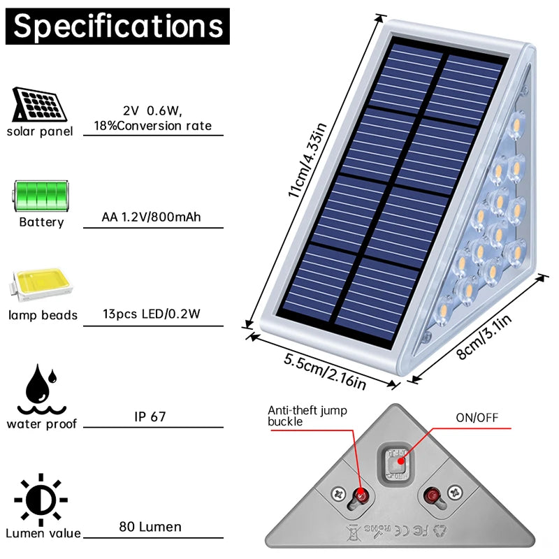 IP67 Waterproof LED Step Lamp: Solar Light for Garden & Deck