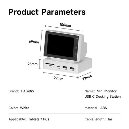 Mini 3.5" PC Display for PC & Laptop with USB-C Hub